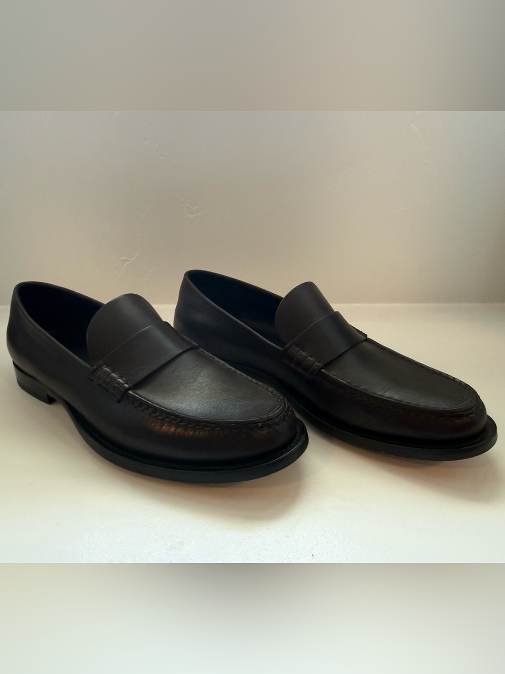 The Row Novus Leather Penny Loafers Dark Brown 38.5